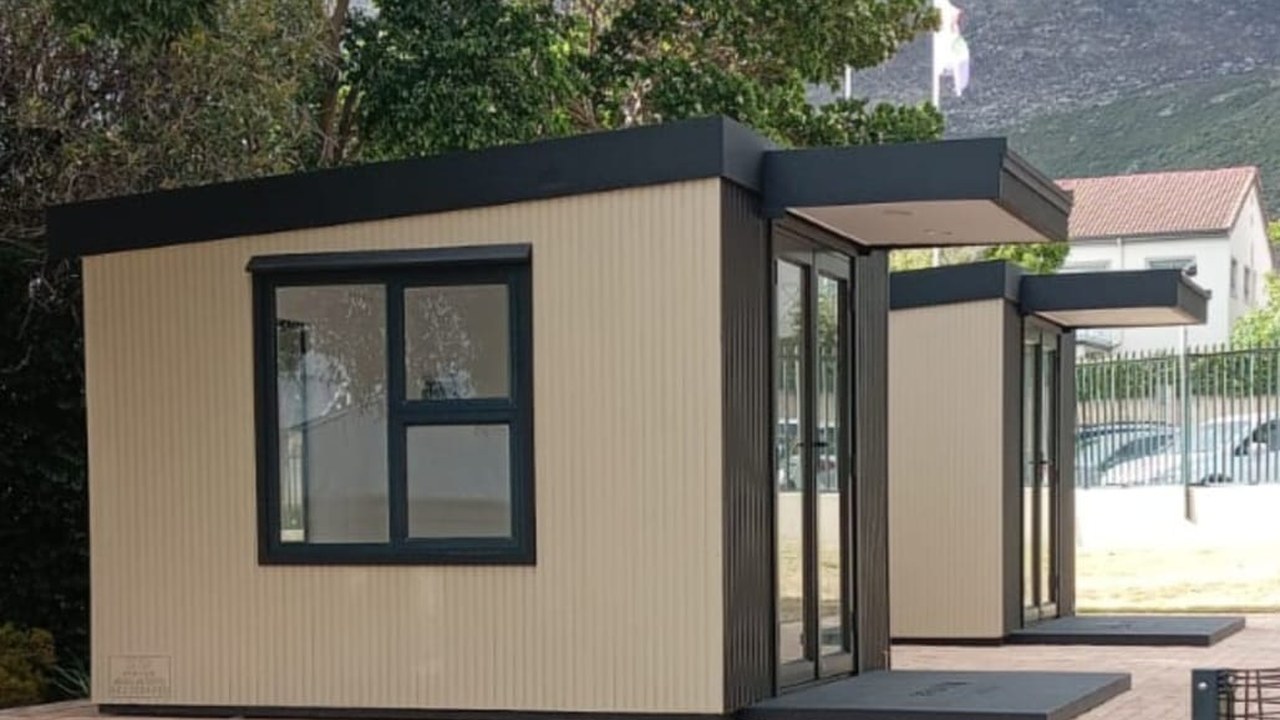 Installed Sq Orange units with mountain behind