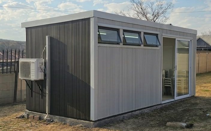 Charcoal and grey modular unit with clerestory windows